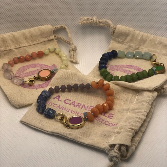 A. Carnevale Blue/Green Beaded Bracelet - Picture 4 of 6